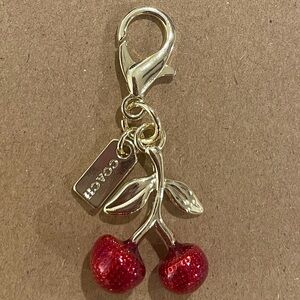 COACH Gold-Tone Cherry Bag Charm with Red Accents